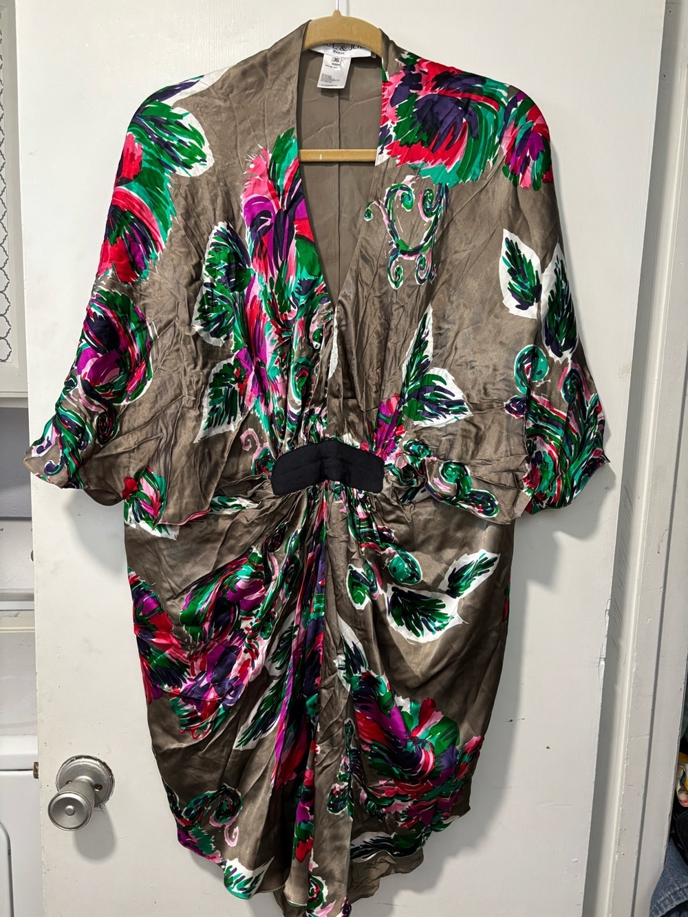 Paul & Joe Paris Silk Kimono Kaftan Mini Dress Tunic Top Floral Size 36 US 4 6